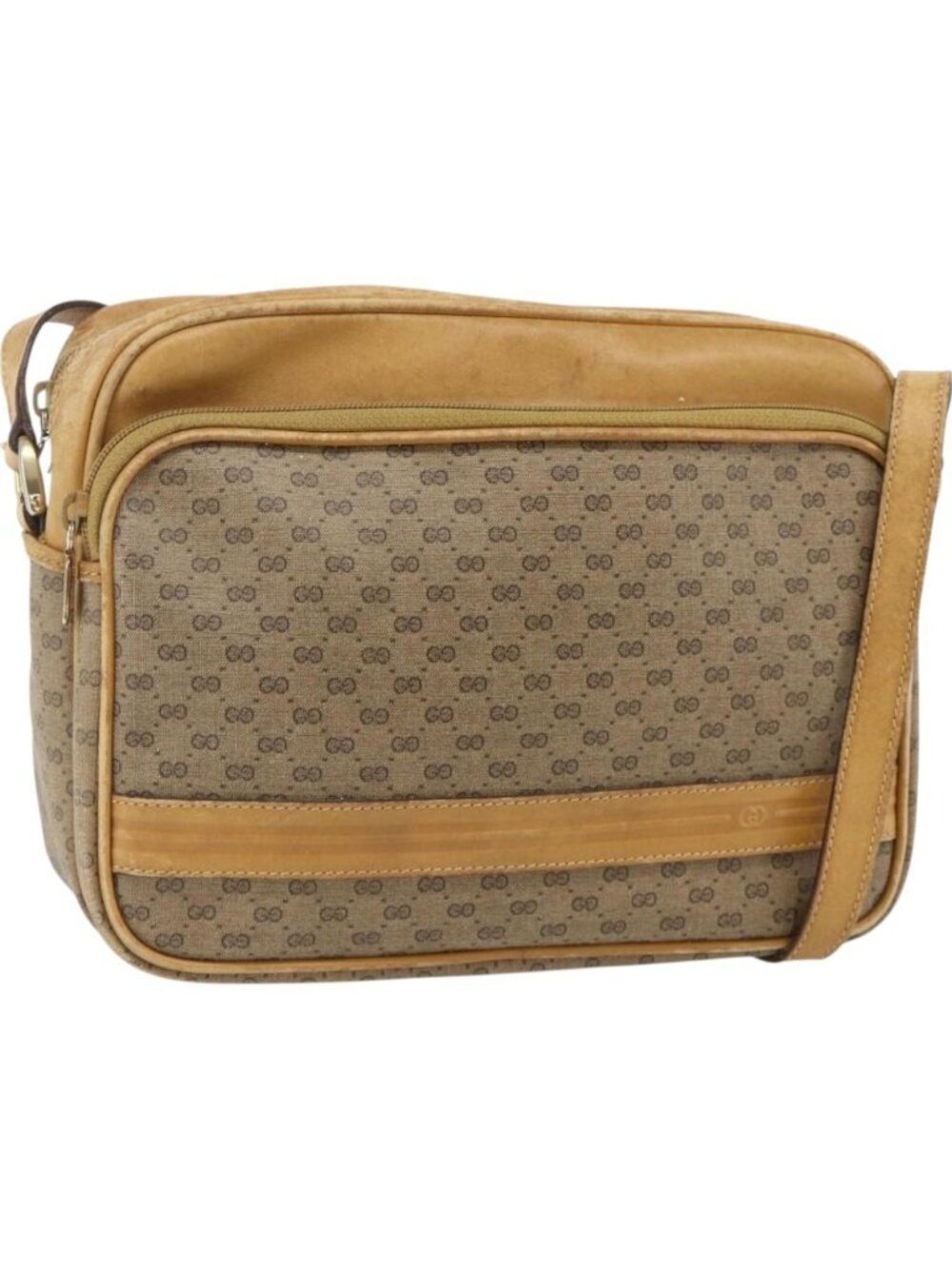GUCCI Micro GG Supreme Shoulder Bag PVC Beige Gold 001 115 5443